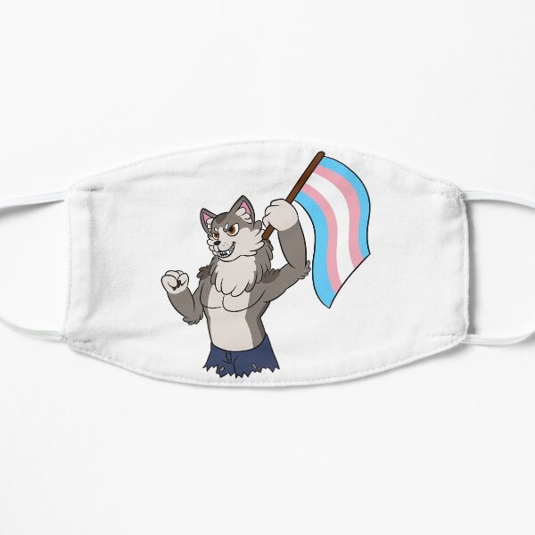 Cute Werewolf Says Trans Rights Flat Mask