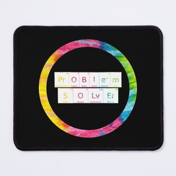 Item preview, Problem Solver written in Chemistry Periodic Table Elements on black background designed and sold by UncleStuScience.
