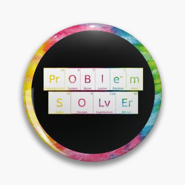 Item preview, Problem Solver written in Chemistry Periodic Table Elements on black background  designed and sold by UncleStuScience.