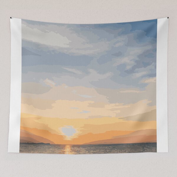 Item preview, sunset orange sunlight sundown in the far sea designed and sold by HStudioPrints.