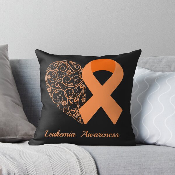 Item preview, Leukemia Cancer Awareness Floral Heart Orange Ribbon designed and sold by Cancer Support  Regal Studio.
