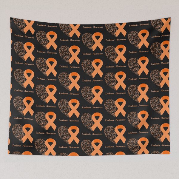 Item preview, Leukemia Cancer Awareness Floral Heart Orange Ribbon designed and sold by Cancer Support  Regal Studio.