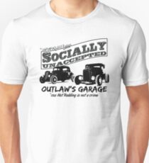 Outlaw's Garage. Socially unaccepted Hot Rods light bkg Unisex T-Shirt