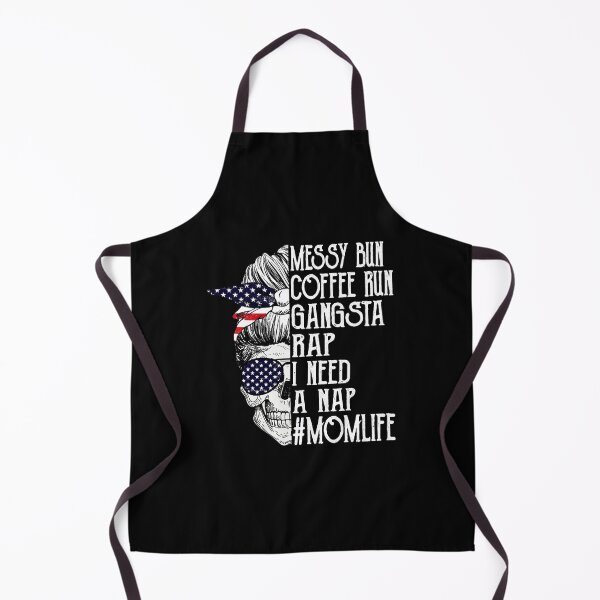 Item preview, American Flag Skull Lady Messy Bun Coffee Run Gangsta Rap I Need A Nap Mom Life  designed and sold by xieparker778.