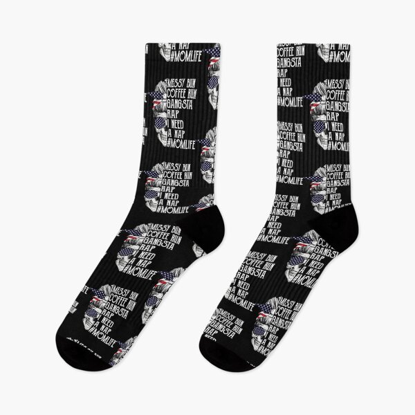 Item preview, Bandera estadounidense Skull Lady Messy Bun Coffee Run Gangsta Rap Necesito una siesta Mom Life designed and sold by xieparker778.