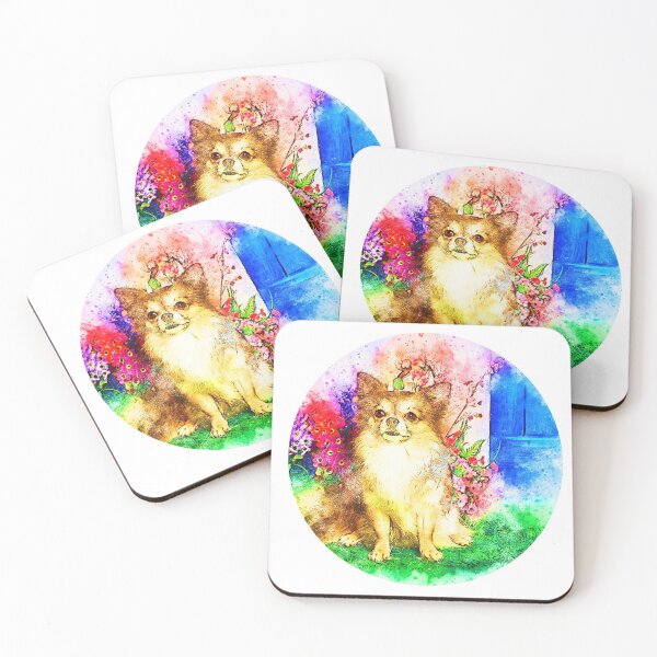 Item preview, Dog surrounded by colorful flowers in nature designed and sold by brendanre.
