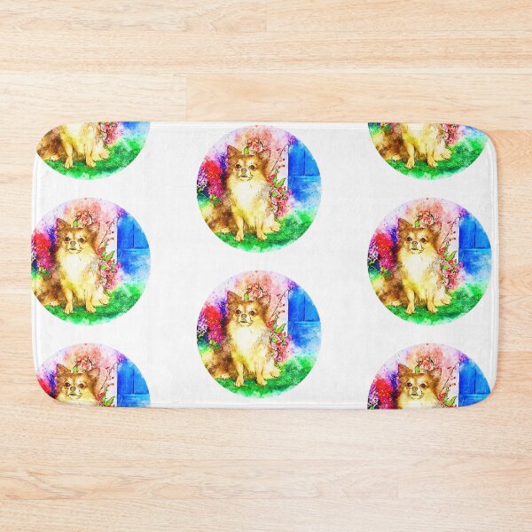 Item preview, Dog surrounded by colorful flowers in nature designed and sold by brendanre.
