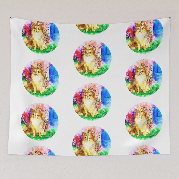 Item preview, Dog surrounded by colorful flowers in nature designed and sold by brendanre.