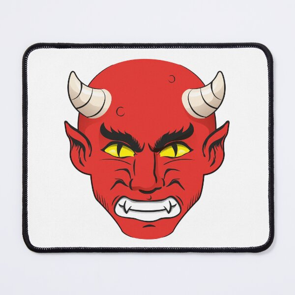 Item preview, Illustration of the head of a demon, red with a nervous guy with horns and yellow eyes designed and sold by LucianoCosmo.