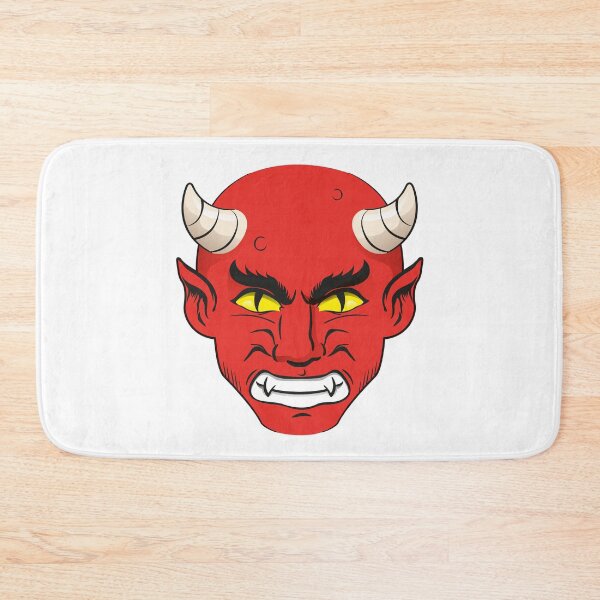 Item preview, Illustration of the head of a demon, red with a nervous guy with horns and yellow eyes designed and sold by LucianoCosmo.