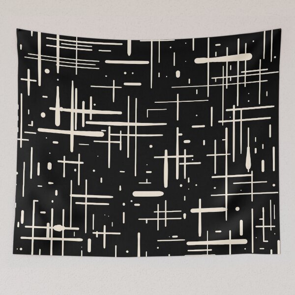 Item preview, Mid-Century Modern Kinetikos Pattern in Black and Almond Cream designed and sold by kierkegaard.