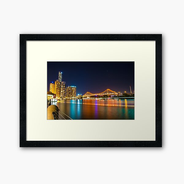 Brisbane Story Bridge at Night Framed Art Print