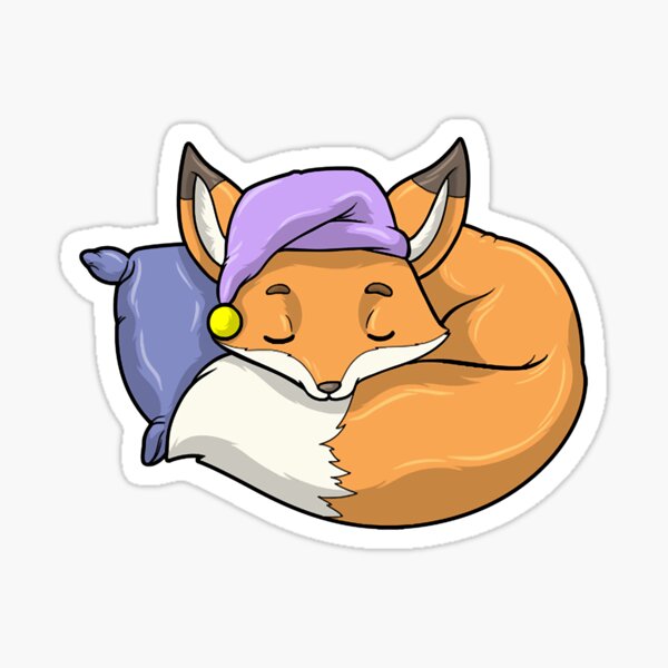 Fox at Sleeping with Pillow & Sleepyhead Sticker