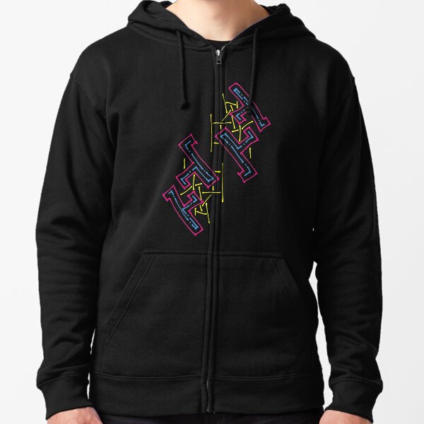 Hand Drawn Colorful Abstract Art Pattern Zipped Hoodie