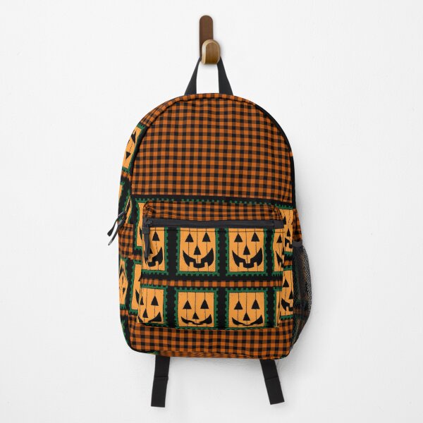 Item preview, Funny Halloween Pumpkin & Orange Buffalo Plaid Pattern designed and sold by Tamas Das.