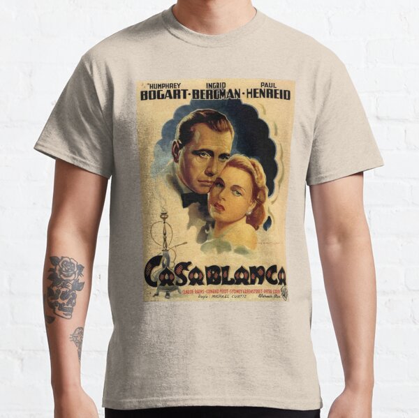 Casablanca Ricks CAFE CARTOCCIO T Shirt Classic Film Noir Bogart Bergman nuovo 078 