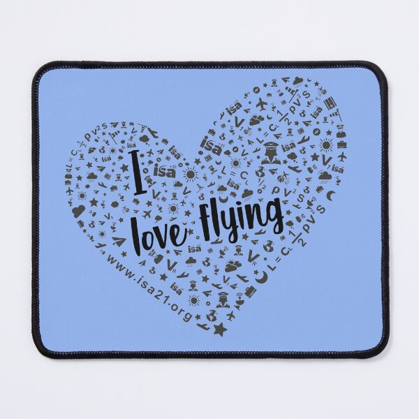 Item preview, I Love Flying on a blue sky day designed and sold by The International Society of Women Airline Pilots.