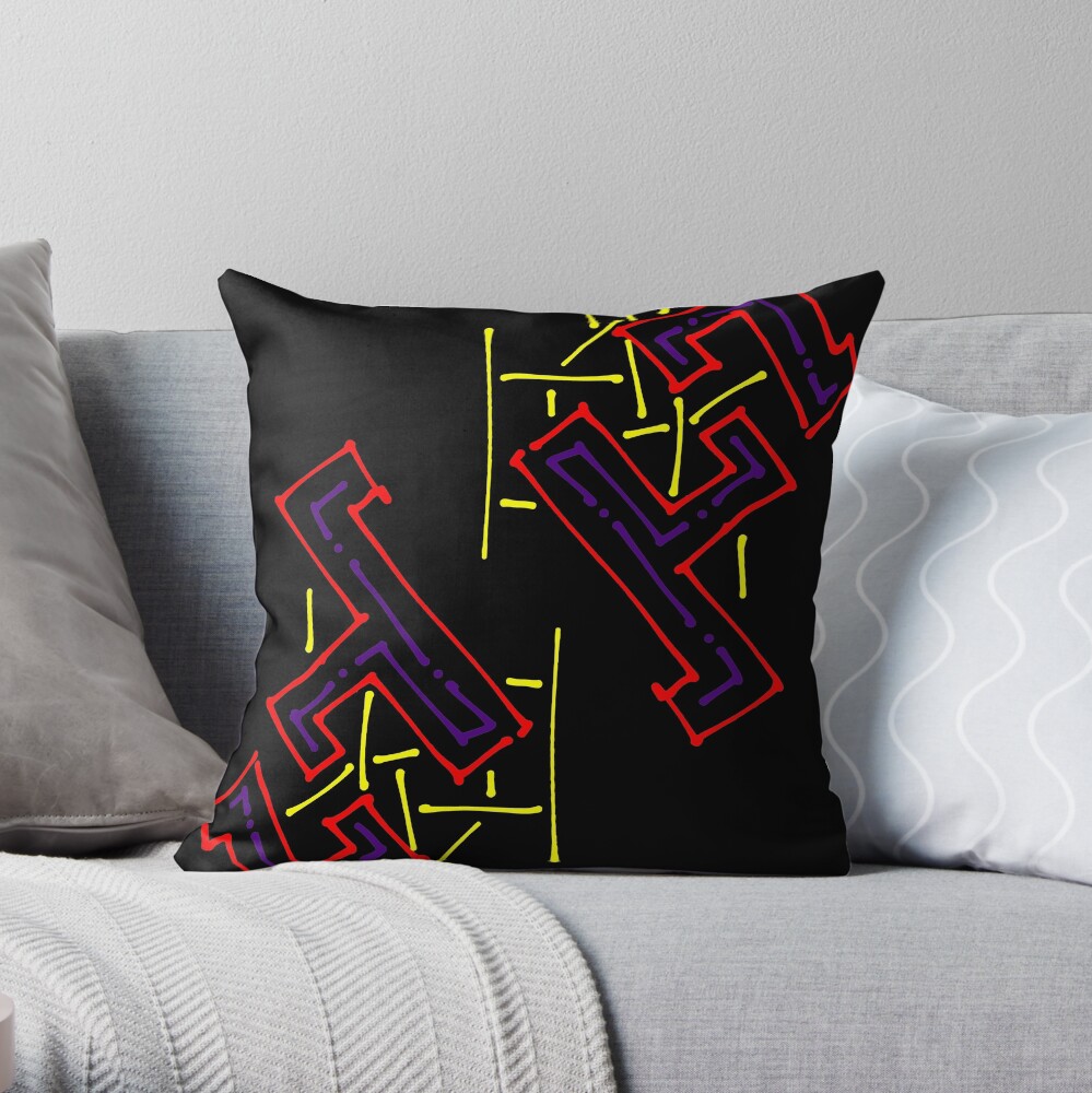 Hand Drawn Colorful Abstract Art Pattern 2.0 Throw Pillow