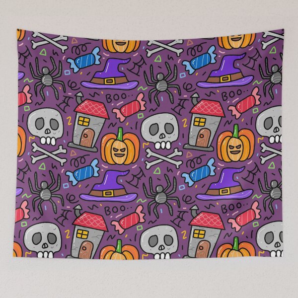 Item preview, Cute Halloween Doodle Art with Skulls, Spiders and Pumpkins designed and sold by SLAG-Creative.