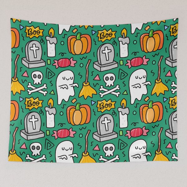 Item preview, Cute Halloween Doodle Art with Ghosts, Tombstones and Pumpkins designed and sold by SLAG-Creative.