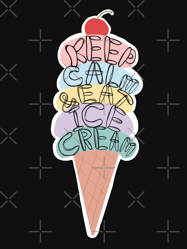 Thumbnail 7 of 7, Classic T-Shirt, Keep calm and eat ice cream - ice cream lover - black designed and sold by Fatamimosh.