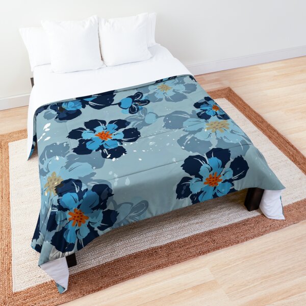 Vintage Navy Flower Pattern Comforter