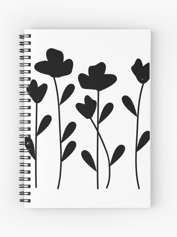 Cuaderno de espiral «Flores blancas y negras» de JEMandy | Redbubble