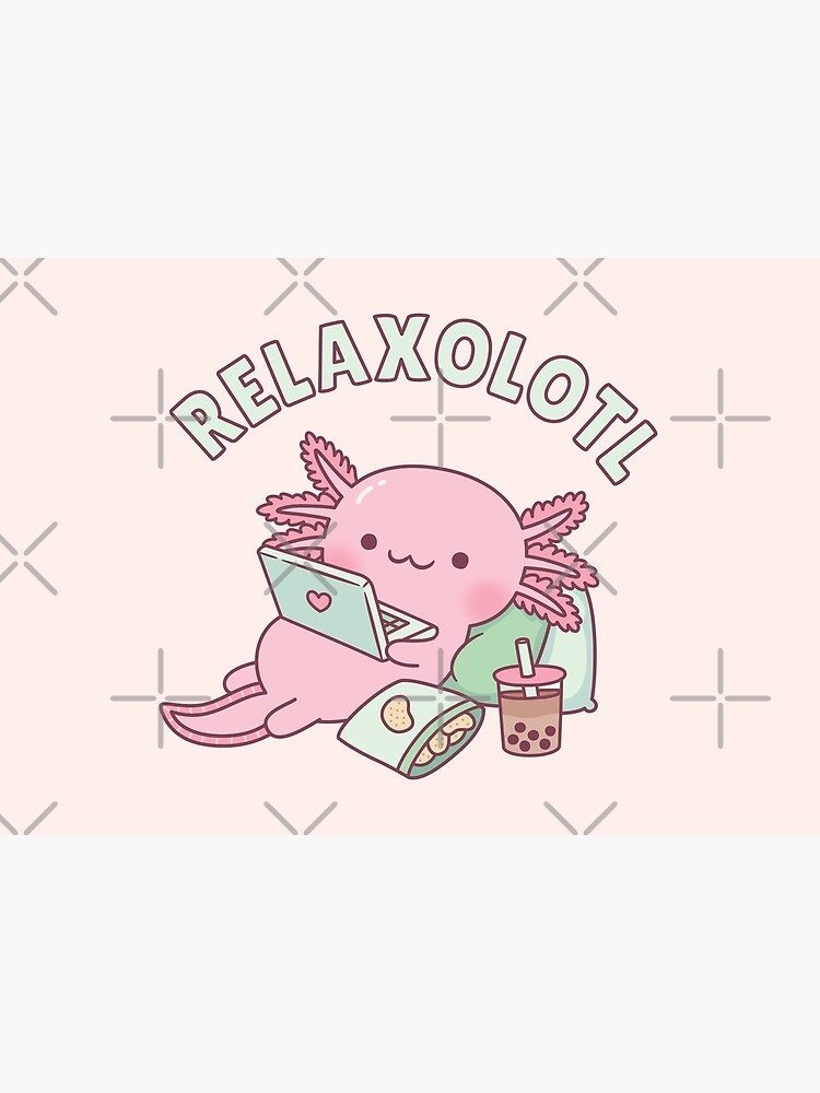Discover Cute Relax A Lot Axolotl Funny Pun Premium Matte Vertical Poster