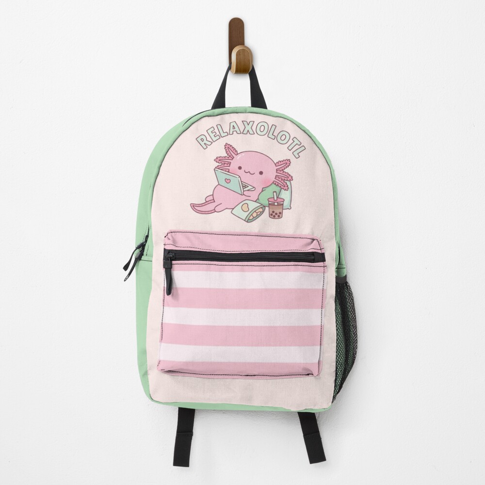 Cute Relax A Lot Axolotl Funny Pun Backpack