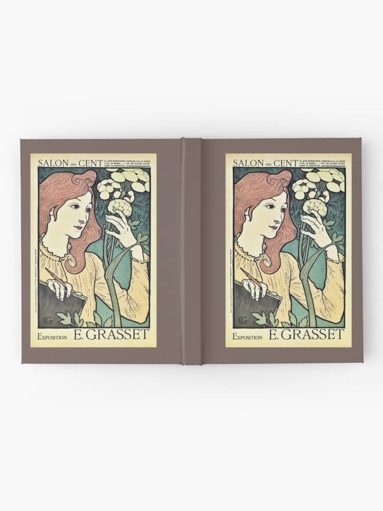 Alternate view of Beautiful red headed woman vintage art nouveau expo ad Hardcover Journal