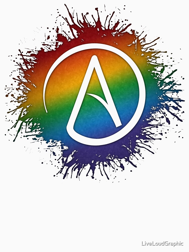 "Paint Splatter LGBTQ Pride Rainbow Atheist Symbol" T-shirt For Sale By ...