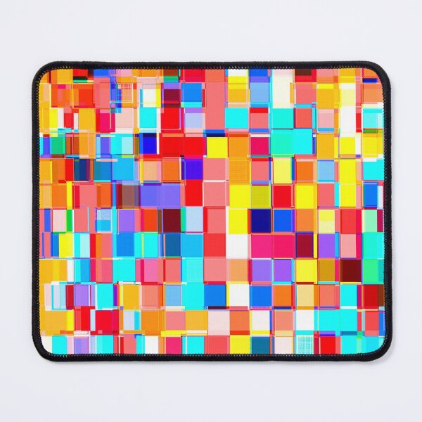 Item preview, graphic design geometric pixel square pattern abstract background in red blue orange yellow designed and sold by Mrvell.