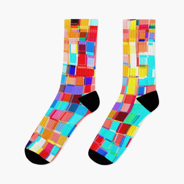 Item preview, graphic design geometric pixel square pattern abstract background in red blue orange yellow designed and sold by Mrvell.