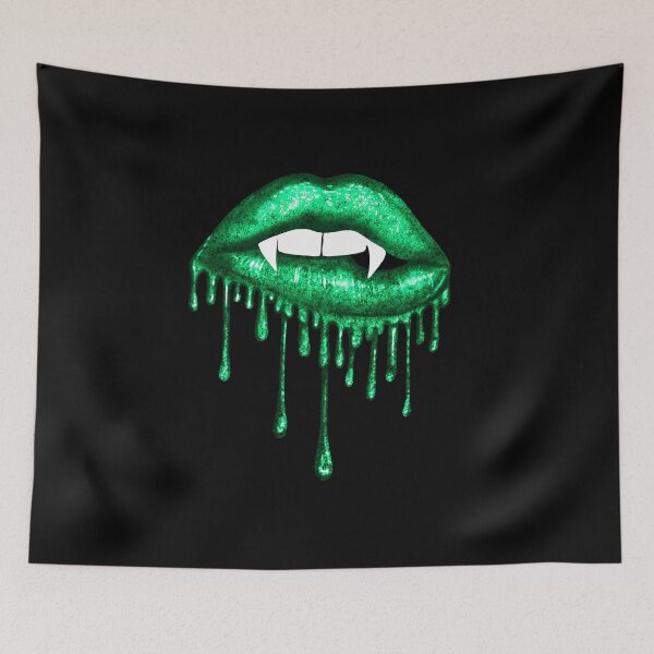 Aperçu de l'œuvre Vampire Glossy Glittery Drippy Green Lips créée et vendue par Ashberry2.