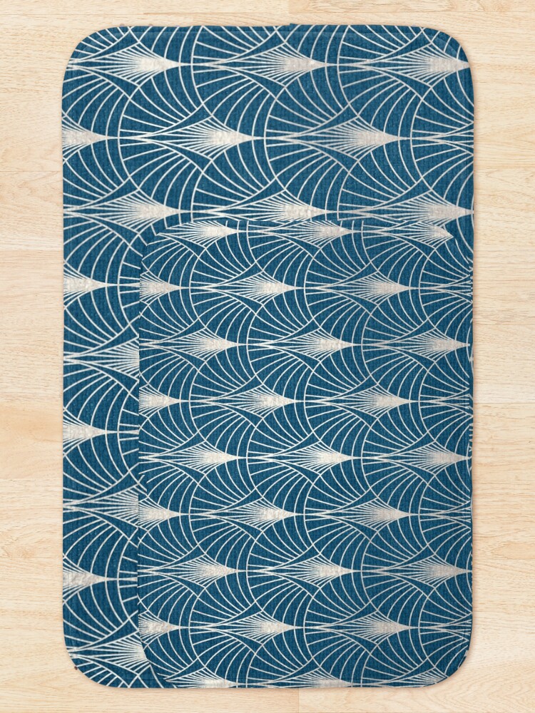 Alternate view of (Faux) Turquoise and (Faux) Silver Art Deco Pattern Bath Mat