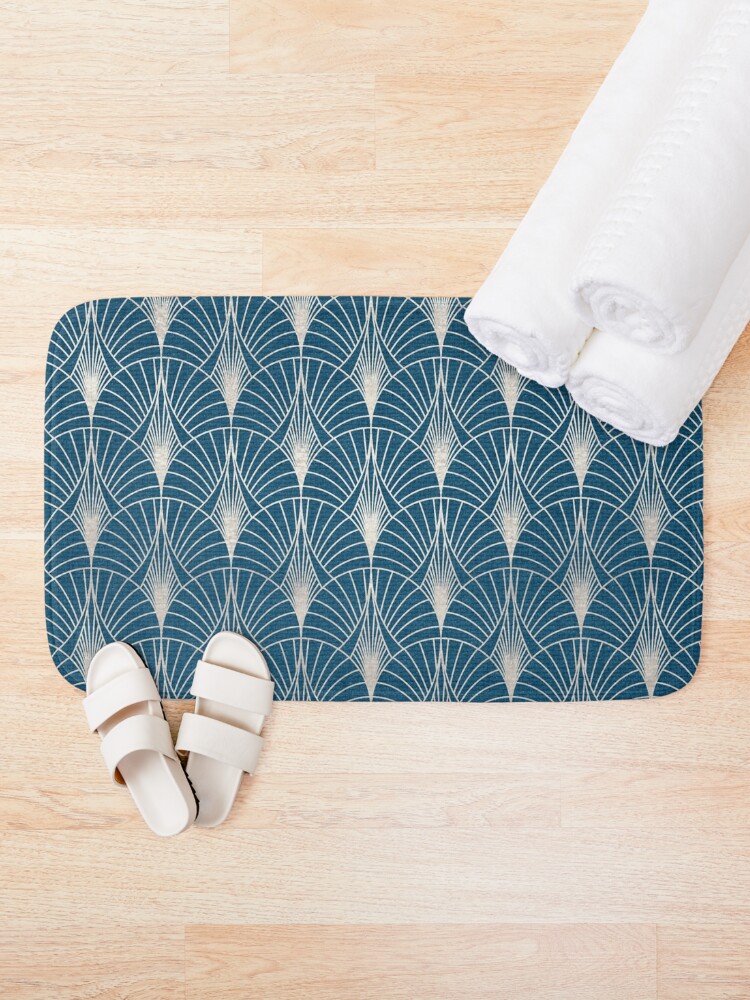 Alternate view of (Faux) Turquoise and (Faux) Silver Art Deco Pattern Bath Mat