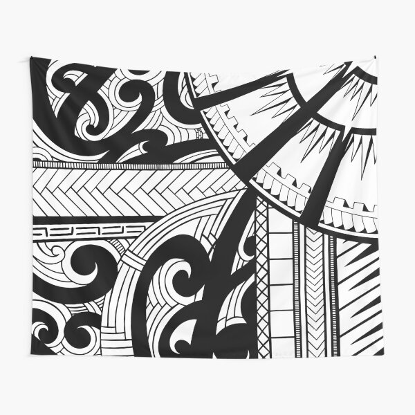  Uoopati Tapestry Wall Hanging Tribal Tattoo Samoan Band Maori  Art Polynesian Black And White Texture Ethnic Wall Art Tapestries Tapestry  for Bedroom Room Decor Picnic Mat Beach Bed Cover 60x80 