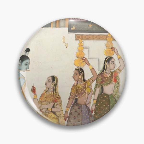 Item preview, Gujari Ragini (Krishna with Gopis Playing the Flute) designed and sold by HinduArtGallery.