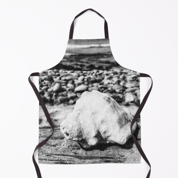 Item preview, Seashell on Log at Sunrise on Sea Beach in Black and White designed and sold by Beachy.