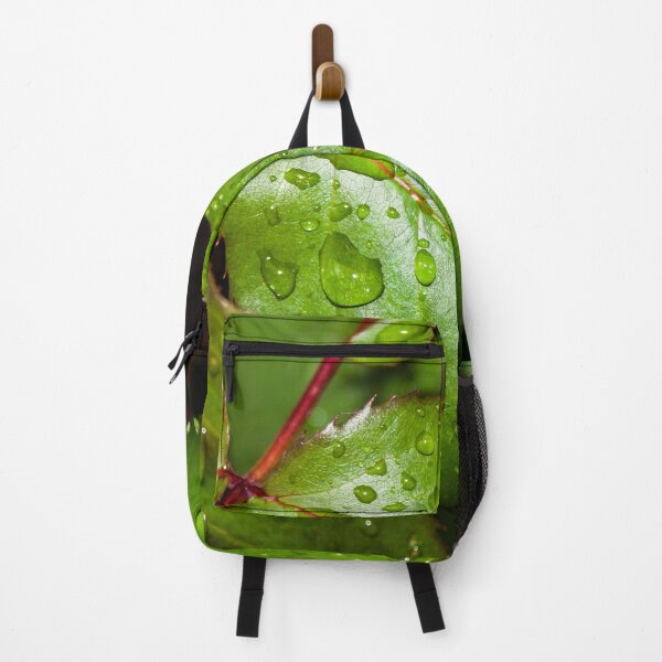 Item preview, Close up of crisp green rose leaf with water droplets after the rain designed and sold by James-Cole.