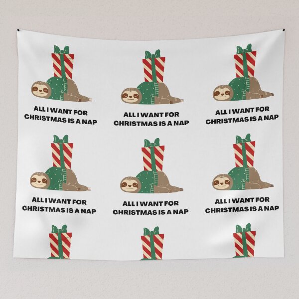 Item preview, All I want for Christmas is a nap funny sleeping sloth designed and sold by DivineMoonlight.