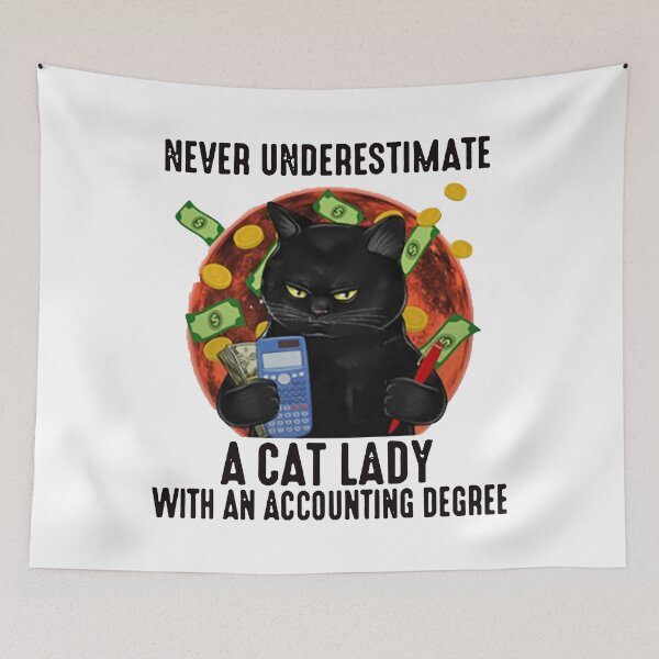 Item preview, Never Underestimate A Cat Lady With An Accounting Degree designed and sold by YimHrishi.