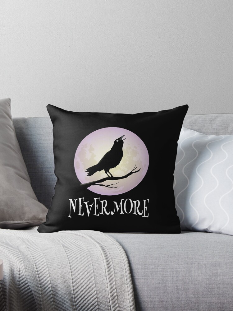 Edgar Allan Poe Inspired Gothic Throw Pillows Ravens Skulls 