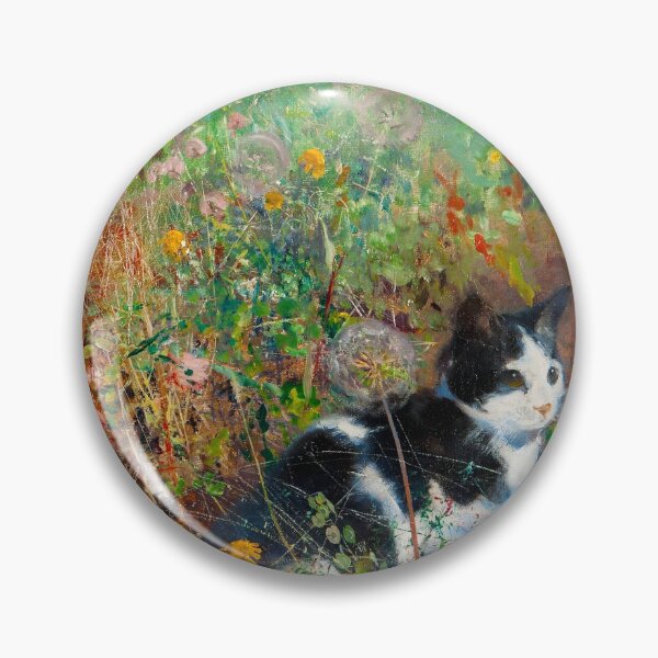 Item preview, BRUNO LILJEFORS HD - Cat on a flowery meadow 1887 Original Famous Painting designed and sold by Go Logo Designs.