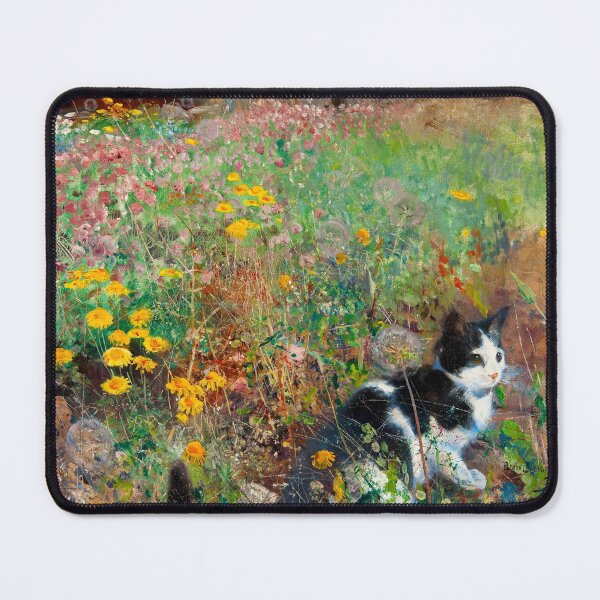 Item preview, BRUNO LILJEFORS HD - Cat on a flowery meadow 1887 Original Famous Painting designed and sold by Go Logo Designs.