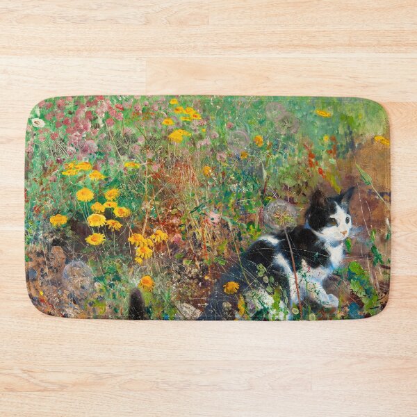 Item preview, BRUNO LILJEFORS HD - Cat on a flowery meadow 1887 Original Famous Painting designed and sold by Go Logo Designs.