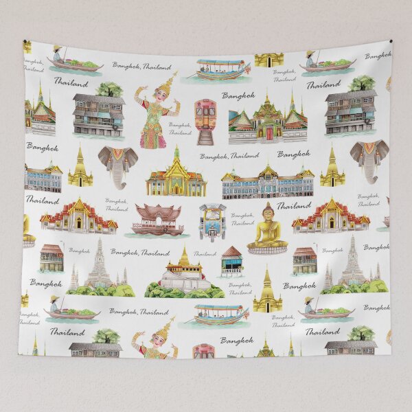Item preview, Bangkok, Thailand (pattern) designed and sold by adeillustrator.