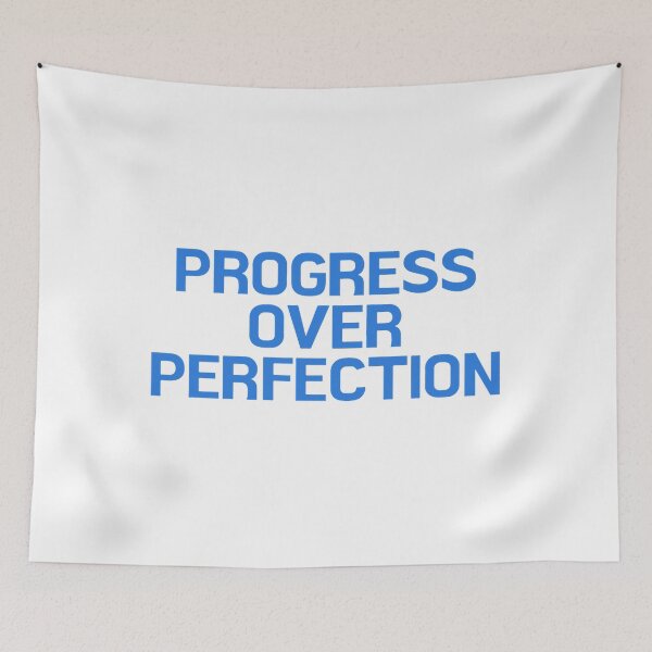Item preview, Blue Progress Over Perfection Quote with Black Background Classic designed and sold by Monika8191.