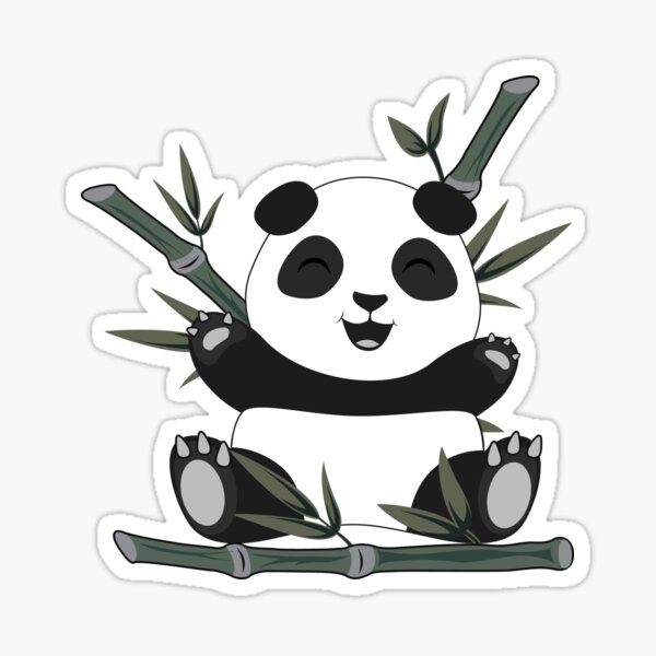 PANDA MIGNON NOURRITURE BAMBOU  ANIMAL AUTOCOLLANT STICKER FPP114 