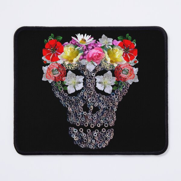 Item preview, Skull & Roses - Funny Gothic Style Metal Skull in Ukrainian Flower Wreath designed and sold by r-silver.